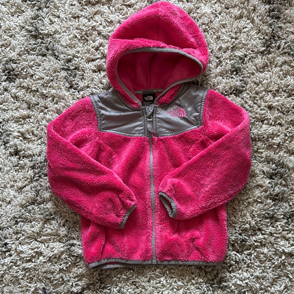 The North Face Pink and Gray fleece jacket with Hood